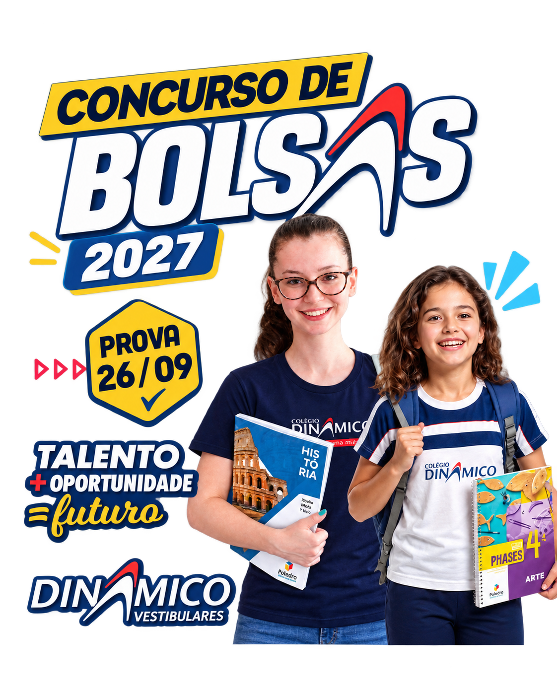 Concurso de Bolsas 2027 — Prova dia 26/09, Colégio Dinâmico